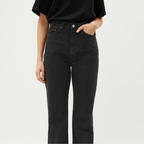 Weekday Rowe Black High Rise Straight Leg Jeans - Picture 1 of 12